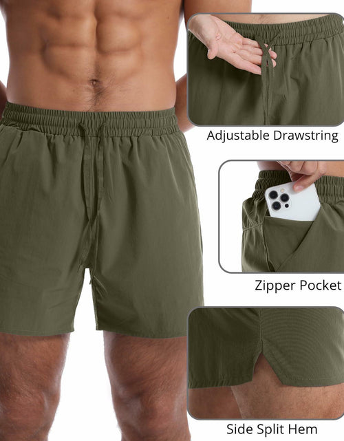 Load image into Gallery viewer, OEBLD Men's Athletic Running Shorts 5 Inch Quick Dry Army Green Size L
