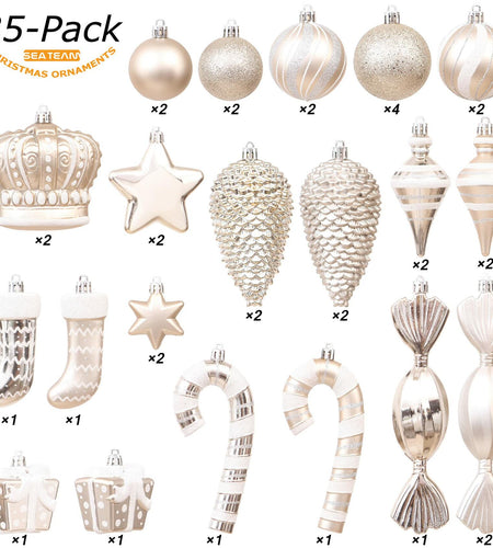 Sea Team 50-Pack Shatterproof Christmas Ball Ornaments Set Silver Xmas