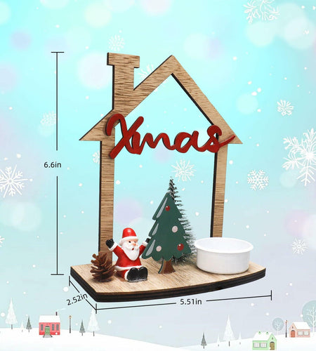 VQN Christmas Wooden Small House Crafts Rustic Xmas Holiday Ornament Decor