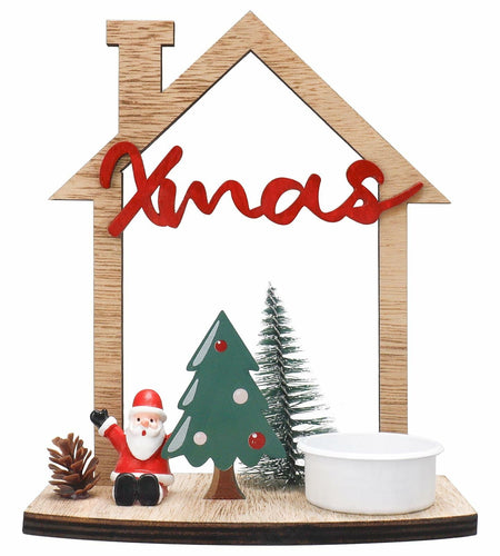 VQN Christmas Wooden Small House Crafts Rustic Xmas Holiday Ornament Decor
