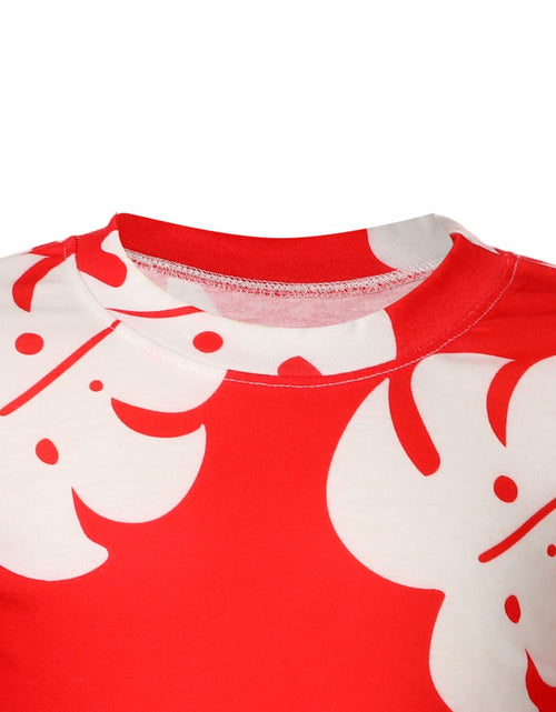 Load image into Gallery viewer, Toulite Halloween Girl Hawaiian Luau Costume Red Leaf T-Shirt Headband Anklet
