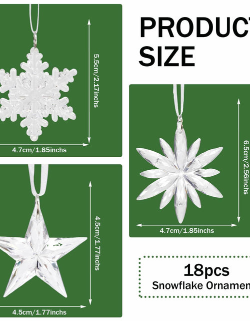 Load image into Gallery viewer, Ceoyiler 18 Pc 3D White Snowflake Christmas Tree Ornaments Hanging Decor
