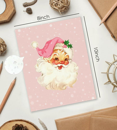 APJYM Pink Christmas Wall Art Merry Christmas Tree Santa 8x10 Inch