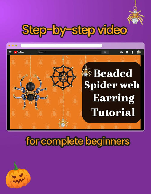 Load image into Gallery viewer, DoDoBeads Halloween Earring Making Kit Spider CZ Pendant Gold Beads
