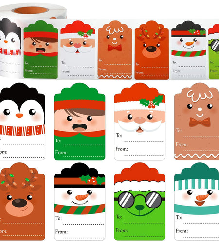 800 Pcs Christmas Gift Tag Stickers Self Adhesive Xmas Labels Cute Style