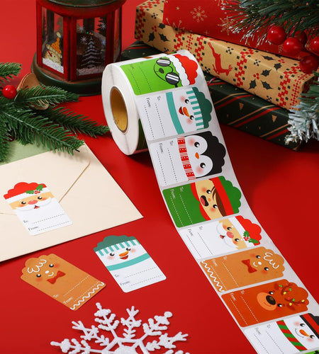 800 Pcs Christmas Gift Tag Stickers Self Adhesive Xmas Labels Cute Style
