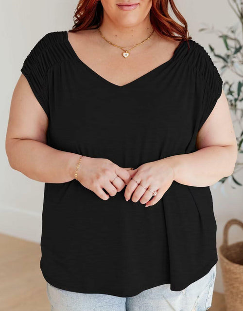 Load image into Gallery viewer, Bliwov Womens V Neck Short Sleeve Casual T Shirt Black 3XL
