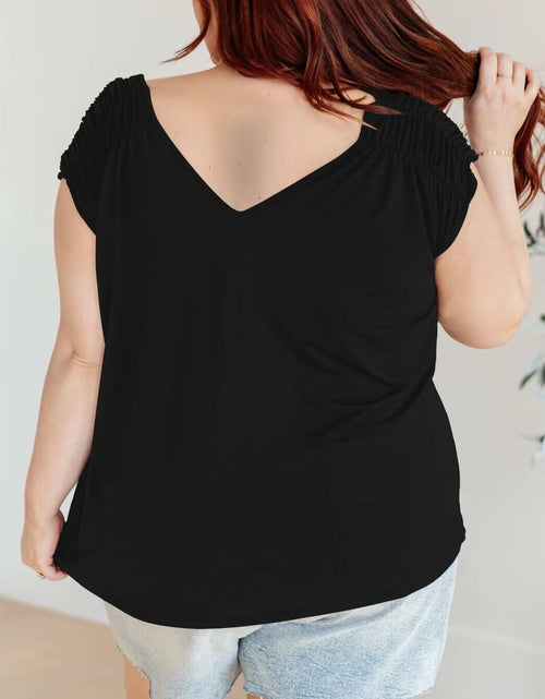 Load image into Gallery viewer, Bliwov Womens V Neck Short Sleeve Casual T Shirt Black 3XL
