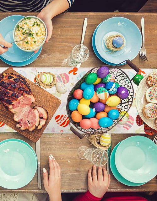 Load image into Gallery viewer, QIHOMPIB Easter Table Runner Colorful Eggs Polyester 13x72 Inch

