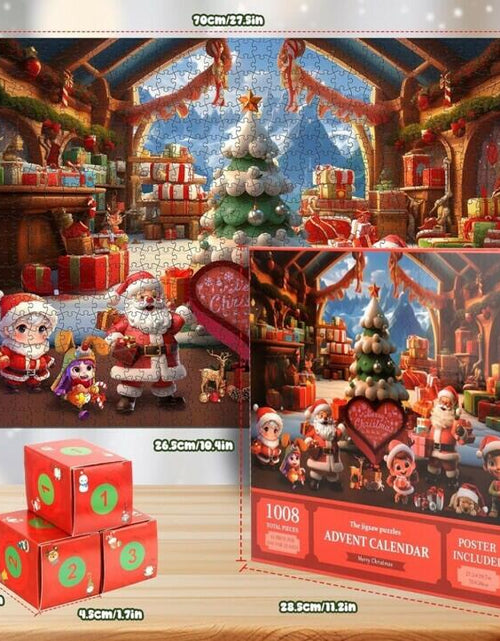 Load image into Gallery viewer, Unbranded Advent Calendar 2024 Jigsaw Puzzle 24 Days Christmas Countdown Red
