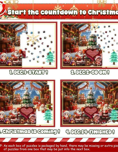 Load image into Gallery viewer, Unbranded Advent Calendar 2024 Jigsaw Puzzle 24 Days Christmas Countdown Red

