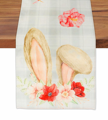 QIHOMPIB Easter Table Runner Pastel Pink Floral Boho 13x72 Inch