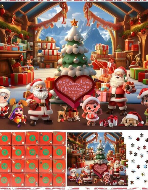 Load image into Gallery viewer, Unbranded Advent Calendar 2024 Jigsaw Puzzle 24 Days Christmas Countdown Red
