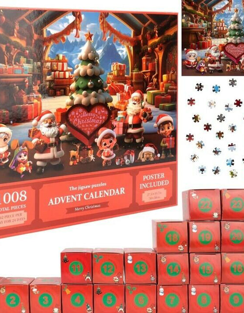 Load image into Gallery viewer, Unbranded Advent Calendar 2024 Jigsaw Puzzle 24 Days Christmas Countdown Red
