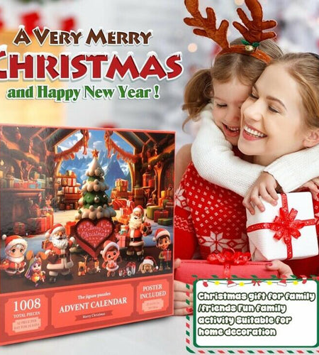 Unbranded Advent Calendar 2024 Jigsaw Puzzle 24 Days Christmas Countdown Red