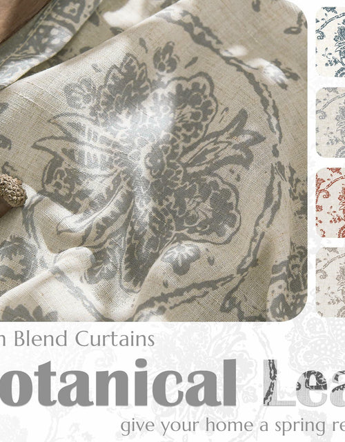 Load image into Gallery viewer, [Like_new] jinchan Linen Curtains Gray Floral Paisley 63in Length 2 Panels
