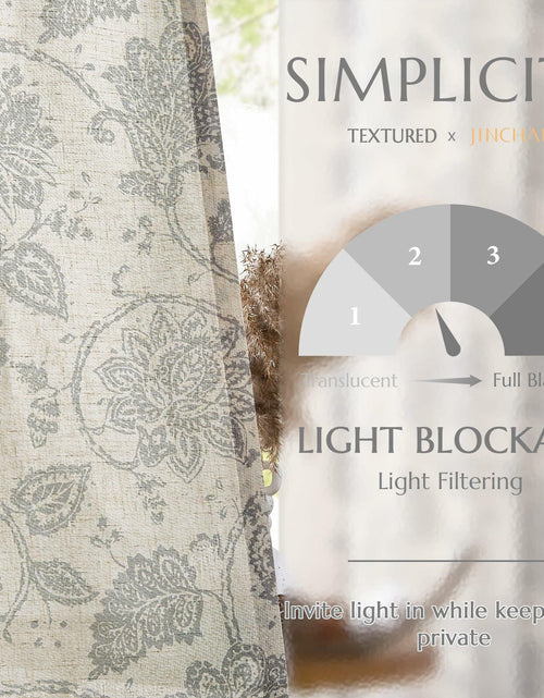 Load image into Gallery viewer, [Like_new] jinchan Linen Curtains Gray Floral Paisley 63in Length 2 Panels
