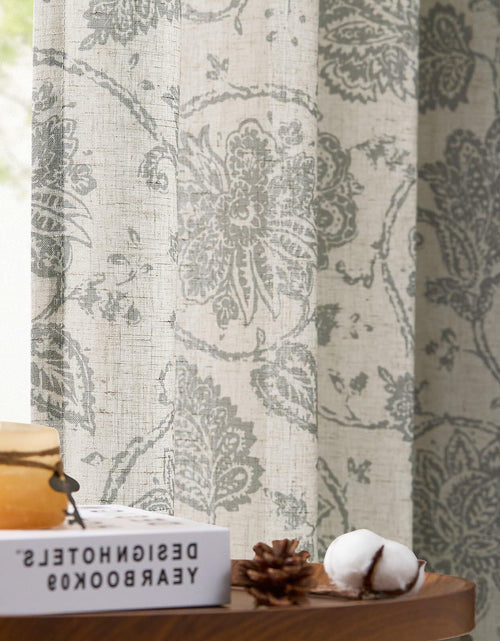 Load image into Gallery viewer, [Like_new] jinchan Linen Curtains Gray Floral Paisley 63in Length 2 Panels
