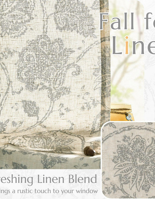 Load image into Gallery viewer, [Like_new] jinchan Linen Curtains Gray Floral Paisley 63in Length 2 Panels
