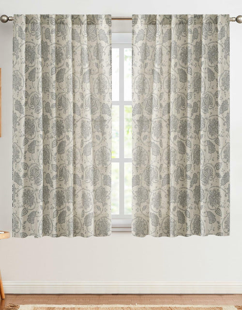 Load image into Gallery viewer, [Like_new] jinchan Linen Curtains Gray Floral Paisley 63in Length 2 Panels
