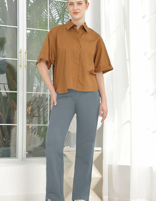 Load image into Gallery viewer, Women's Dress Pants Straight Work High Waisted Grey 29" Inseam Size 29
