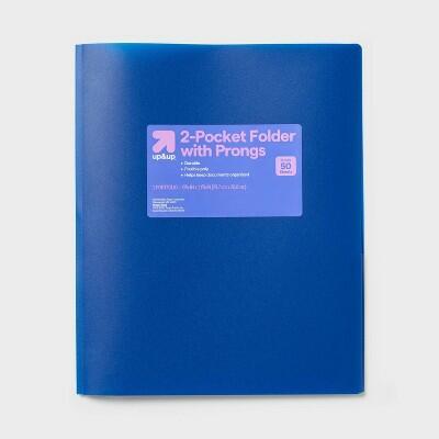 Load image into Gallery viewer, up &amp; up 2 Pocket Plastic Folder with Prongs Blue
