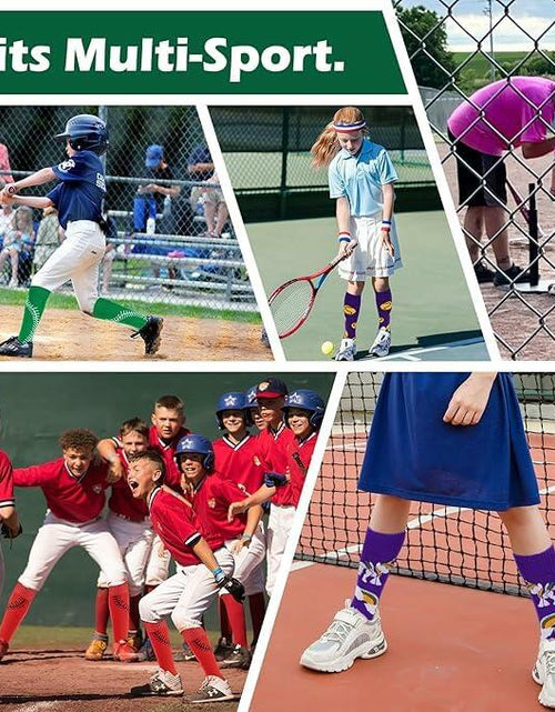 Load image into Gallery viewer, Zando Youth Athletic Multi-Sport Knee High Socks Pure Rose Red Size M 8-12
