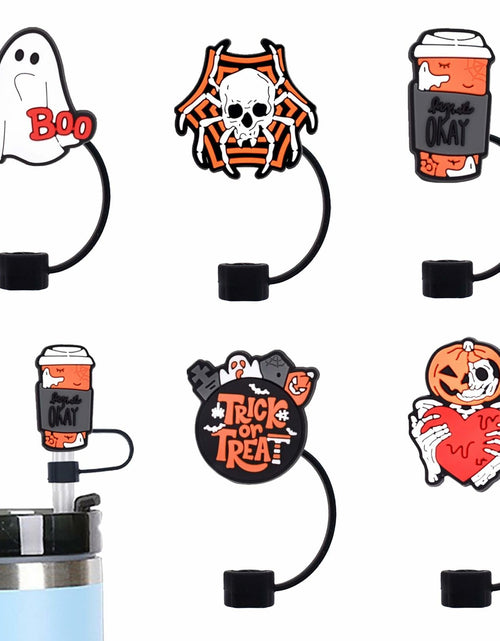 Load image into Gallery viewer, 5Pcs Halloween Silicone Skull Ghost Straw Caps for Stanley 30&amp;40oz Tumbler
