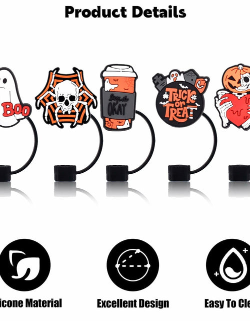 Load image into Gallery viewer, 5Pcs Halloween Silicone Skull Ghost Straw Caps for Stanley 30&amp;40oz Tumbler
