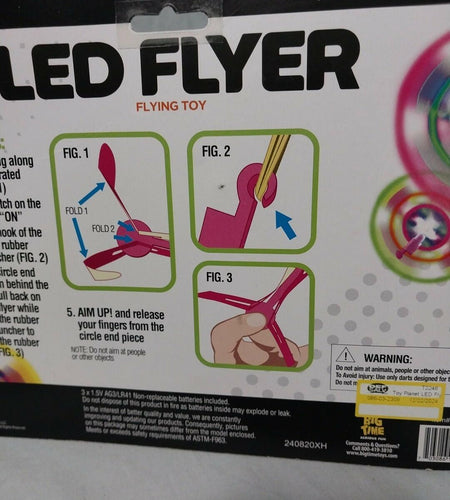 Big Time Toys LED Flyer Flying Toy 2 Launchers Battery Included Plastic