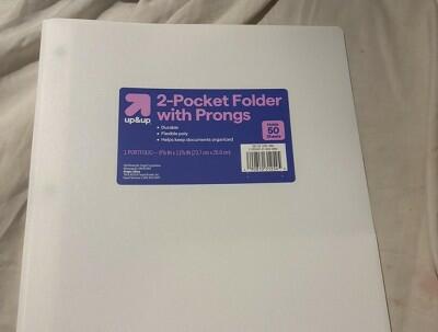 Load image into Gallery viewer, up&amp;up 2 Pocket Plastic Folder with Prongs White Polypropylene
