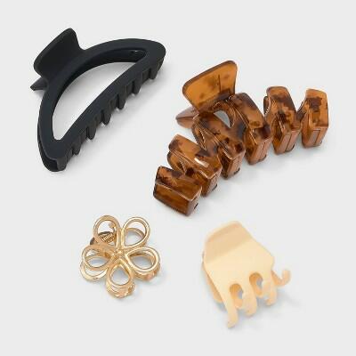 Load image into Gallery viewer, Art class™ Girls 4pk Neutral Claw Clip Set Solid Hair Styling Accessories

