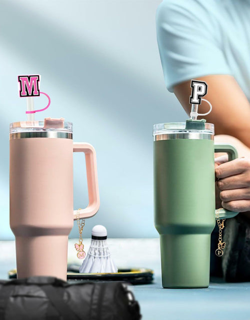 Load image into Gallery viewer, Nuozme Straw Cover Caps 6pcs w/ Initial Butterfly Charms for Stanley 30/40oz

