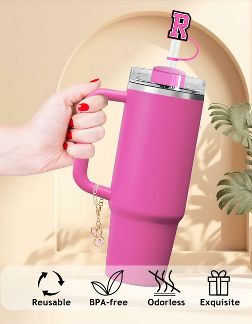 Load image into Gallery viewer, Nuozme Straw Cover Caps 6pcs w/ Initial Butterfly Charms for Stanley 30/40oz
