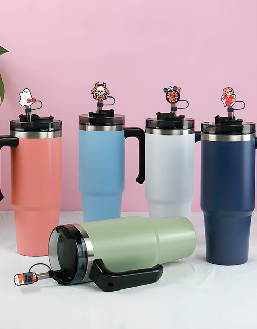Load image into Gallery viewer, 5Pcs Halloween Silicone Skull Ghost Straw Caps for Stanley 30&amp;40oz Tumbler
