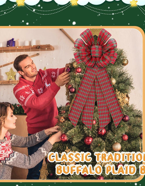Load image into Gallery viewer, Yinkin 4 Pcs 15x44in Buffalo Plaid Christmas Wreath Bows Red Black
