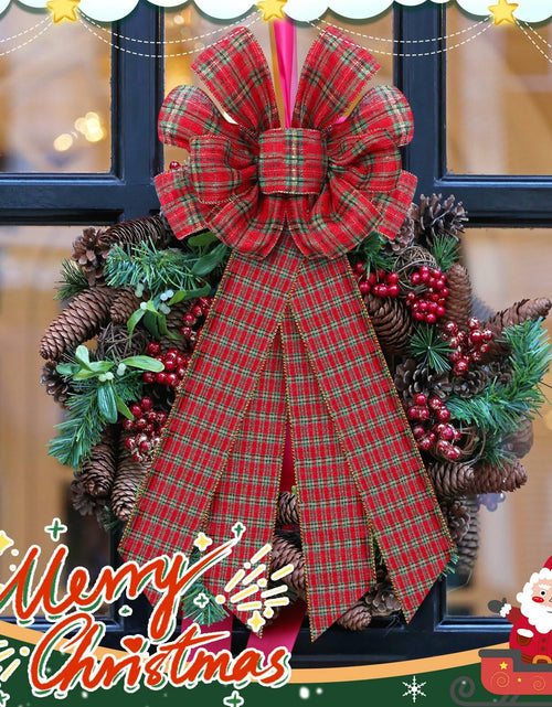 Load image into Gallery viewer, Yinkin 4 Pcs 15x44in Buffalo Plaid Christmas Wreath Bows Red Black
