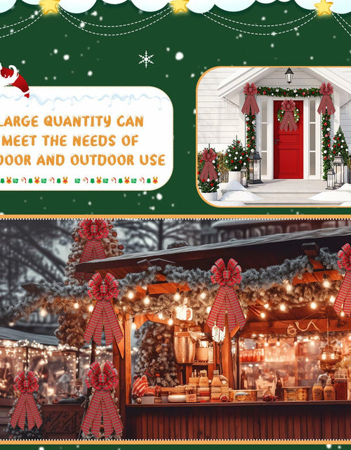 Load image into Gallery viewer, Yinkin 4 Pcs 15x44in Buffalo Plaid Christmas Wreath Bows Red Black
