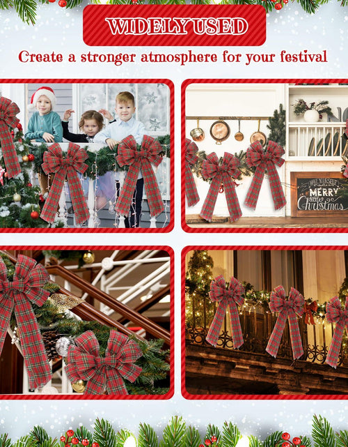 Load image into Gallery viewer, Yinkin 4 Pcs 15x44in Buffalo Plaid Christmas Wreath Bows Red Black
