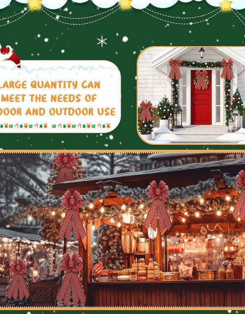 Load image into Gallery viewer, Yinkin 4 Pcs 15x44in Buffalo Plaid Christmas Wreath Bows Red Black
