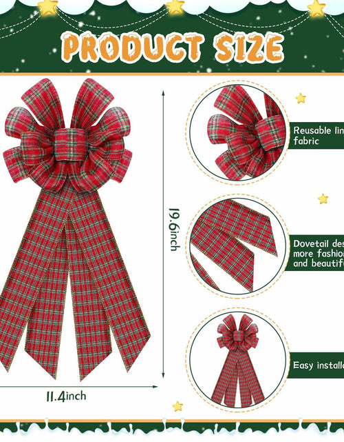 Load image into Gallery viewer, Yinkin 4 Pcs 15x44in Buffalo Plaid Christmas Wreath Bows Red Black
