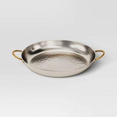 Load image into Gallery viewer, Threshold™ Coastal 14" Stainless Steel Round Serving Tray with Handle
