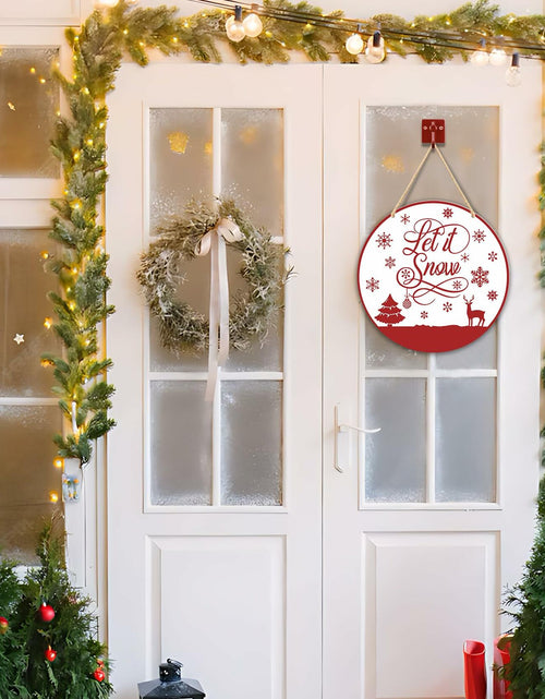 Load image into Gallery viewer, Absnfatu Let It Snow Christmas Wood Door Sign Hanging Decor
