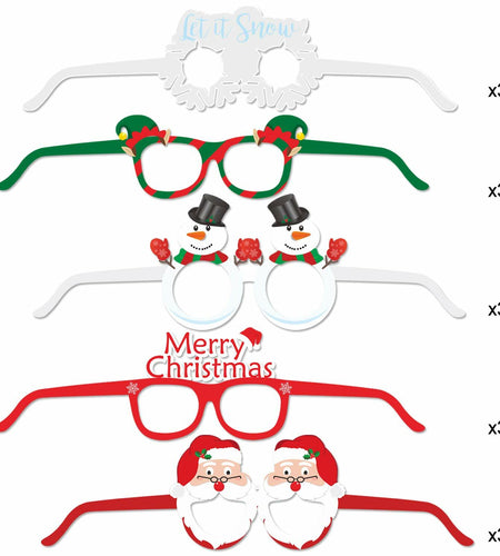 [Like New] HOWAF 27pcs Christmas Paper Glasses Santa Snowman Gingerbread Kids