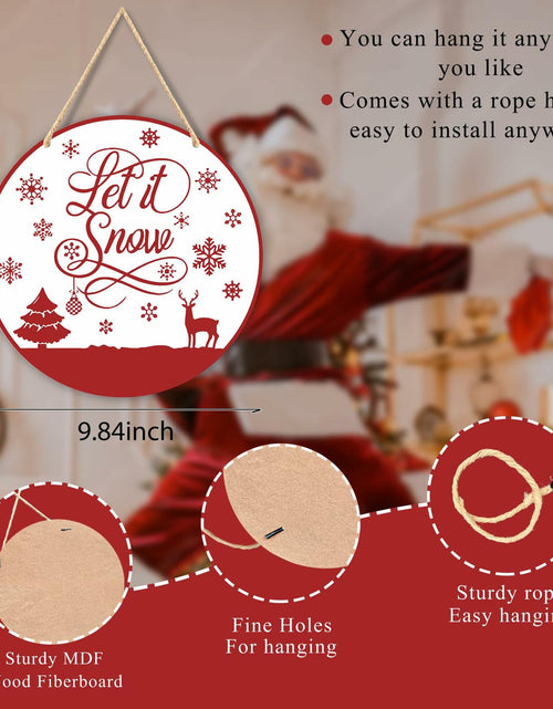 Load image into Gallery viewer, Absnfatu Let It Snow Christmas Wood Door Sign Hanging Decor
