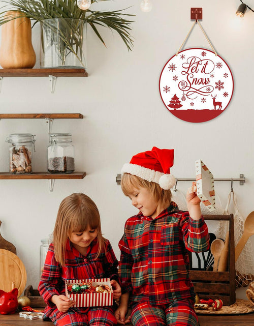 Load image into Gallery viewer, Absnfatu Let It Snow Christmas Wood Door Sign Hanging Decor
