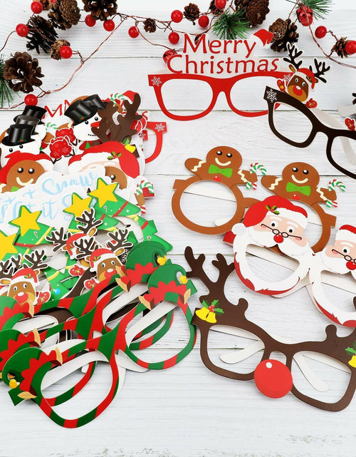 Load image into Gallery viewer, [Like New] HOWAF 27pcs Christmas Paper Glasses Santa Snowman Gingerbread Kids
