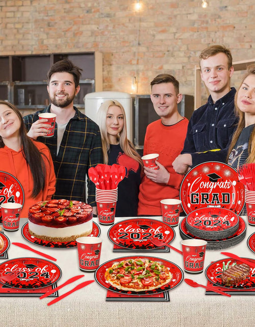 Load image into Gallery viewer, LELEMON Graduation Party Supplies Red Tableware Set Serves 25 Disposable
