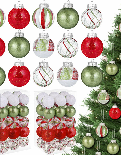 Load image into Gallery viewer, Realspring 60 Pc 2.4" Shatterproof Christmas Ornaments Red Green White
