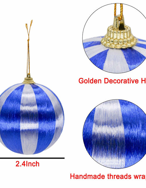 Load image into Gallery viewer, 12 Pcs Christmas Thread Wrapped Balls Ornaments 2.4 Inch Holiday Decor
